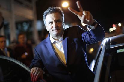 Aécio, em Brasília no dia 8 de outubro