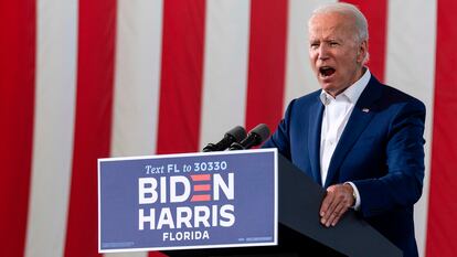 El candidato demócrata a la presidencia de EE UU, Joe Biden, en Florida.