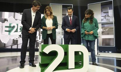 Los candidatos a presidir la Junta, en el debate de campaña en Canal Sur en noviembre.