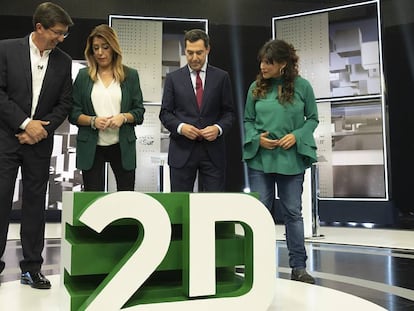 Los candidatos a presidir la Junta, en el debate de campaña en Canal Sur en noviembre.