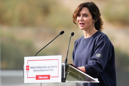 La presidenta de la Comunidad de Madrid, Isabel Díaz Ayuso, en un acto de este lunes.