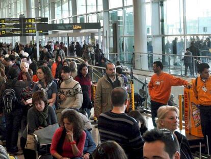 Aeropuerto de El Prat durante la huelga de controladores aéreos de diciembre de 2010. 