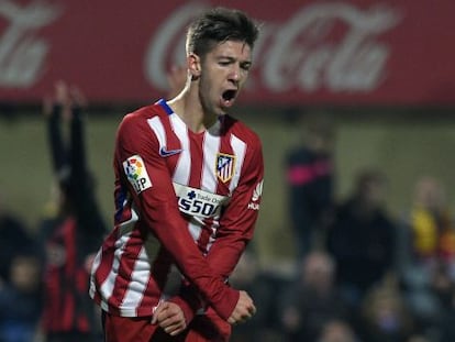 Vietto celebra el primer gol de l'Atlètic contra el Reus.