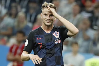 Rakitic, en el duelo de octavos de final entre Croacia y Dinamarca. 