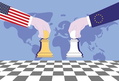 The European Union and the United States play chess