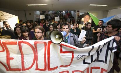 Protestas  ayer en la Universidad Autónoma de Madrid.