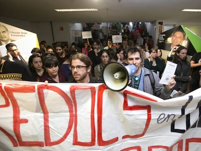 Protestas  ayer en la Universidad Autónoma de Madrid.