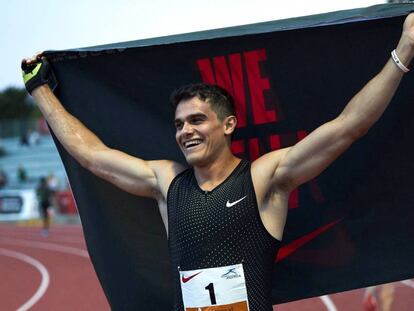 Bruno Hortelano, tras su triunfo en el mitin de Barcelona. 