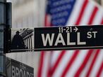 Indicador de la bolsa de Nueva York, en la calle Wall Street, en el distrito de Manhattan.