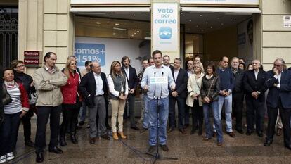 Antonio Basagoiti, durante su intervención en la inauguración de la nueva sede electoral del centro de Vitoria.