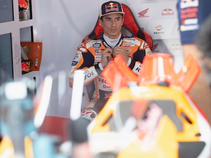 Marc Márquez durante los entrenamientos libres del Gran Premio de Japón.