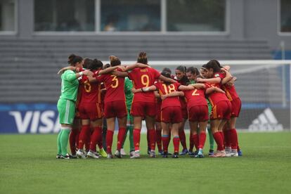 Las jugadoras españolas celebran el pase a la final del Mundial.