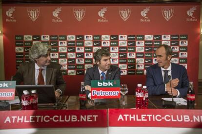 Josu Urrutia, durante la rueda de prensa sobre la inauguración del nuevo San Mamés.