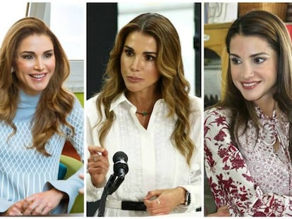 La reina Rania de Jordania esta semana, el pasado enero, hace dos años y en 2008. 