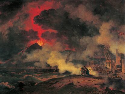 'La erupción del Vesuvio' (1813), de Pierre-Henri de Valenciennes, que representa la muerte de Plinio en el año 79.
