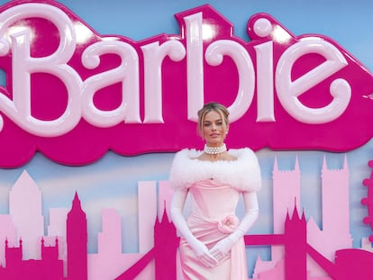 La protagonista de 'Barbie', Margot Robbie, en la presentación europea de la película en Londres el 12 de julio.