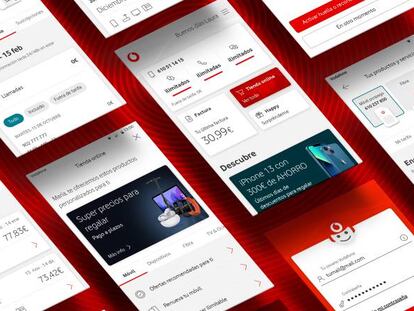 Pantallazos de los distintos servicios de la app de Vodafone.