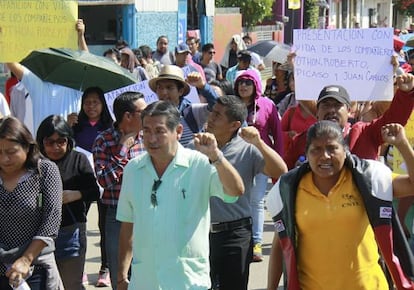 Una marcha de profesores en Oaxaca.