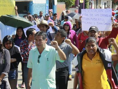 Una marcha de profesores en Oaxaca.