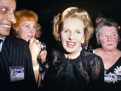 La primera ministra Margaret Thatcher, en la convención del Partido Conservador, en 1985.