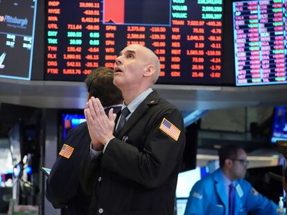 Operadores de Bolsa, en Wall Street el pasado miércoles.