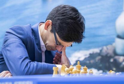 Anish Giri, el pasado día 12, durante la primera ronda de Wijk aan Zee