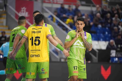 Cléber celebra un gol esta temporada con el Mallorca Palma Futsal.