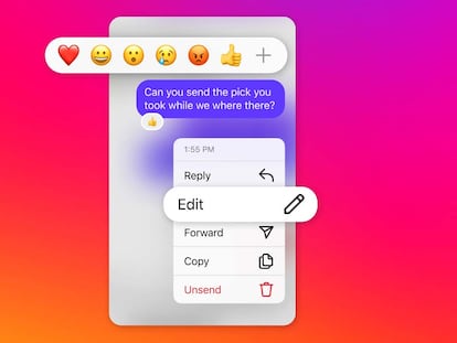 Edición de mensajes directos en Instagram
