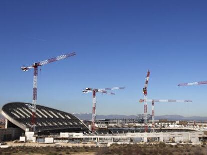 Vista de las obras de La Peineta, el pasado marzo.