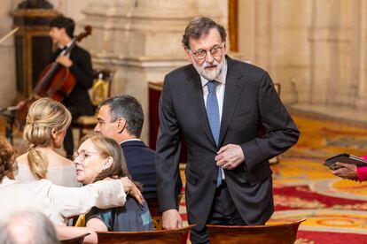 El expresidente del Gobierno, Mariano Rajoy, durante la imposición de condecoraciones con ocasión del X aniversario de la Proclamación de Su Majestad el Rey.