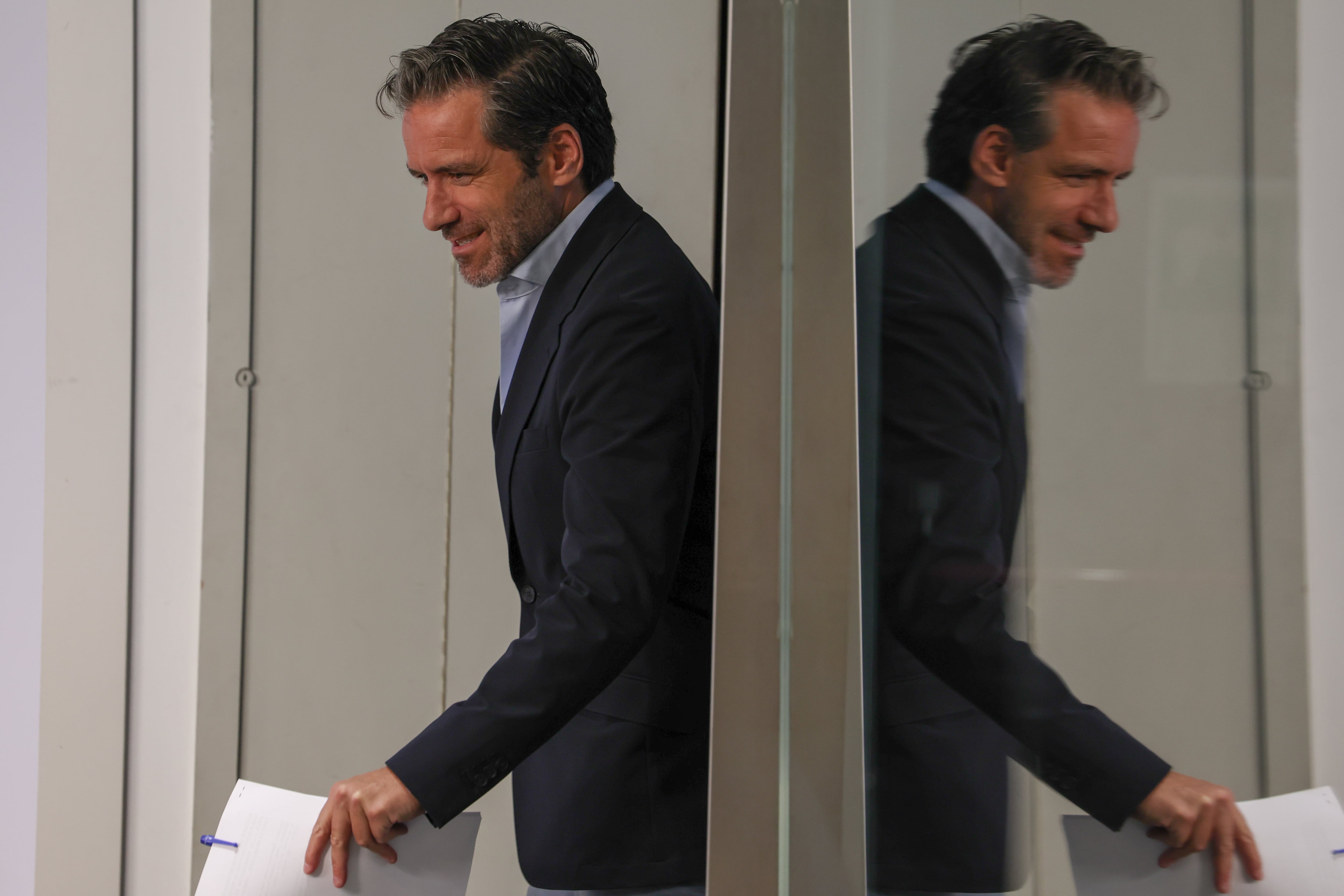 El portavoz del Partido Popular, Borja Sémper, a su llegada a la rueda de prensa de este lunes, en Madrid.