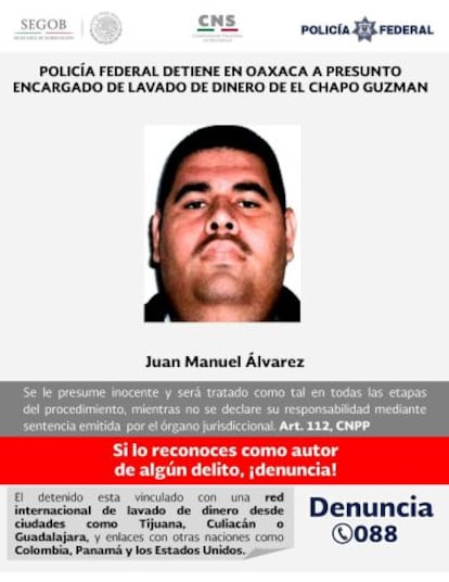 Retrato de Juan Manuel Álvarez difundido por la Policía Federal.