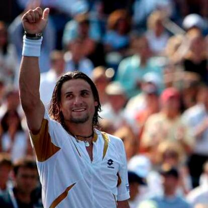 David Ferrer celebra su victoria frente a Chela.