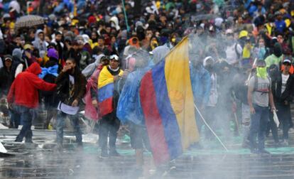 La manifestación de este jueves en el centro de Bogotá.