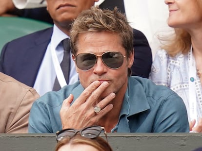 Brad Pitt at Wimbledon on July 16, 2023.