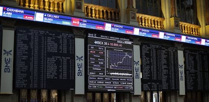 Panel con datos del principal indicador de la Bolsa española, el IBEX 35.