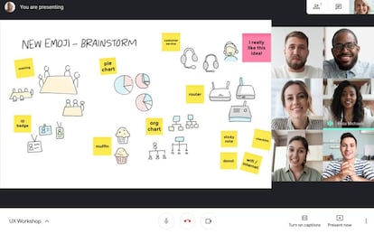 Nueva Whiteboard dentro de Google Meet.