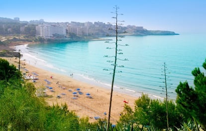 Panorámica de playa Larga, con Salou al fondo.