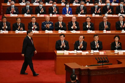 El presidente de China, Xi Jinping,  a punto de comenzar el discurso de clausura de la Asamblea Popular Nacional, este lunes en Pekín.