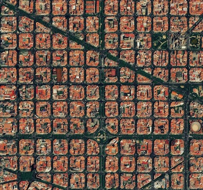 Vista cenital de Barcelona (Cataluña).