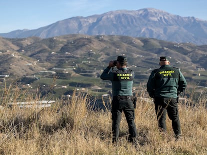 Dos agentes del grupo Roca de la Guardia Civil vigilaban la zona rural de La Axarquia, para controlar los robos en el campo y detectar las plantaciones de marihuana de la zona.