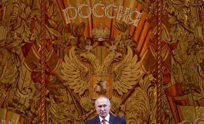 Vladimir Putin en la gala de año nuevo en el teatro Bolshoi de Moscú, el 26 de diciembre.