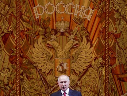 Vladimir Putin en la gala de año nuevo en el teatro Bolshoi de Moscú, el 26 de diciembre.