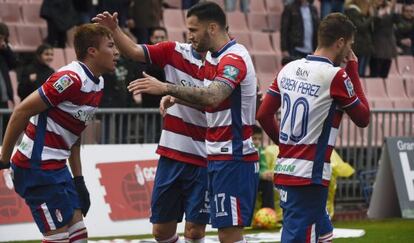 Pe&ntilde;aranda celebra su golazo ante el Sevilla. 