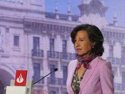 La presidenta de Banco Santander, Ana Botín, en la junta general de accionistas 2019.
 
 