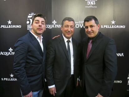 Jordi, Joan y Josep Roca, antes del anuncio de la lista de los mejores restaurantes del mundo, donde El Celler de Can Roca fue proclamado el mejor.