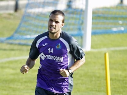 Pedro León, en un entrenamiento del Getafe el pasado viernes.