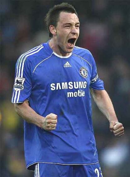 Terry celebra un gol en un partido de la Liga inglesa.