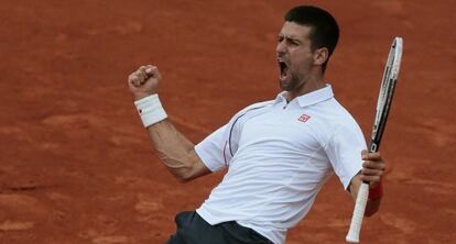Djokovic celebra su triunfo ante Tsonga.