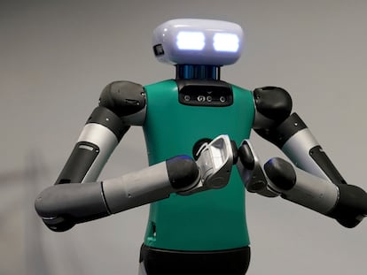 Agility Robotics' robot Digit performs gestures at the company's office in Pittsburgh, Wednesday, Aug. 16, 2023. Agility co-founder Jonathan Hurst said, “We’re trying to make robots that can operate in human spaces.”
